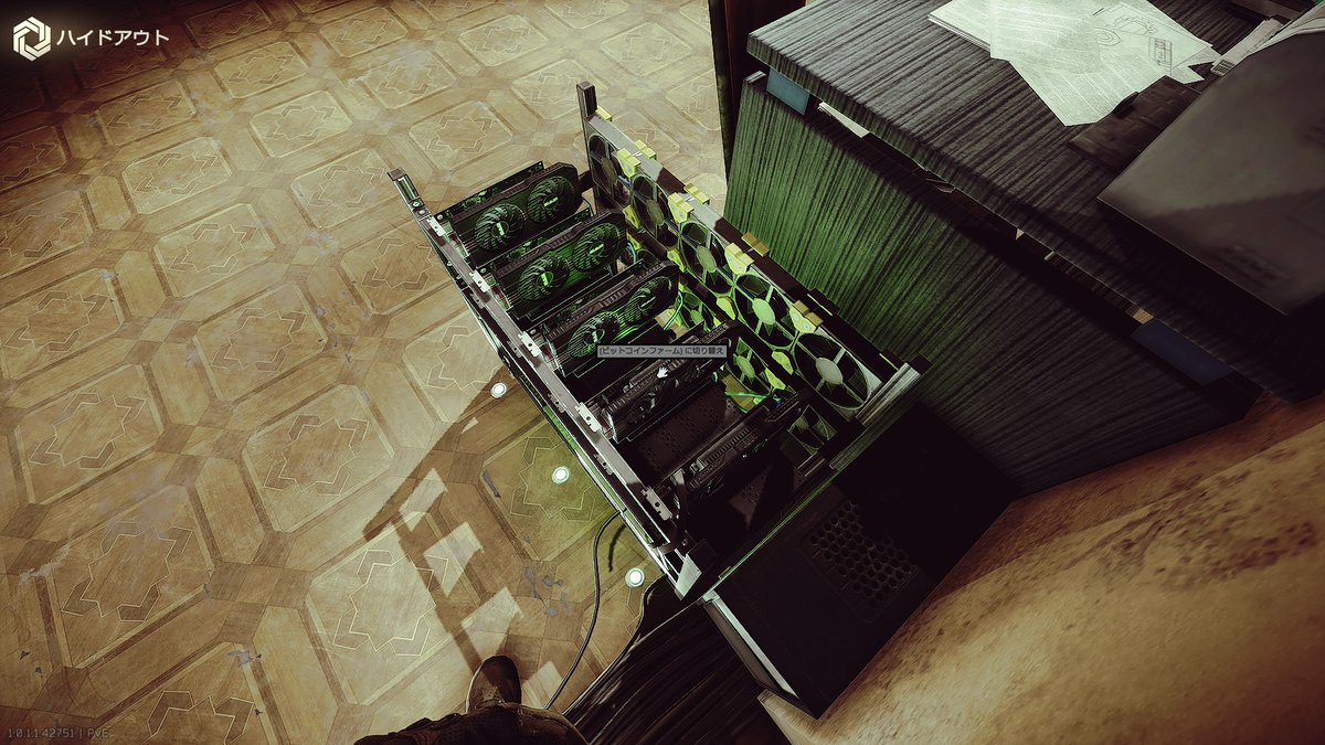 ついにビットコインファームが完成した～！！(:зꇤ )ﾆ 早速グラボを１０枚投入してファーミング開始！ｗ  はやく発電機レベル３にしてアップグレードしたいな～