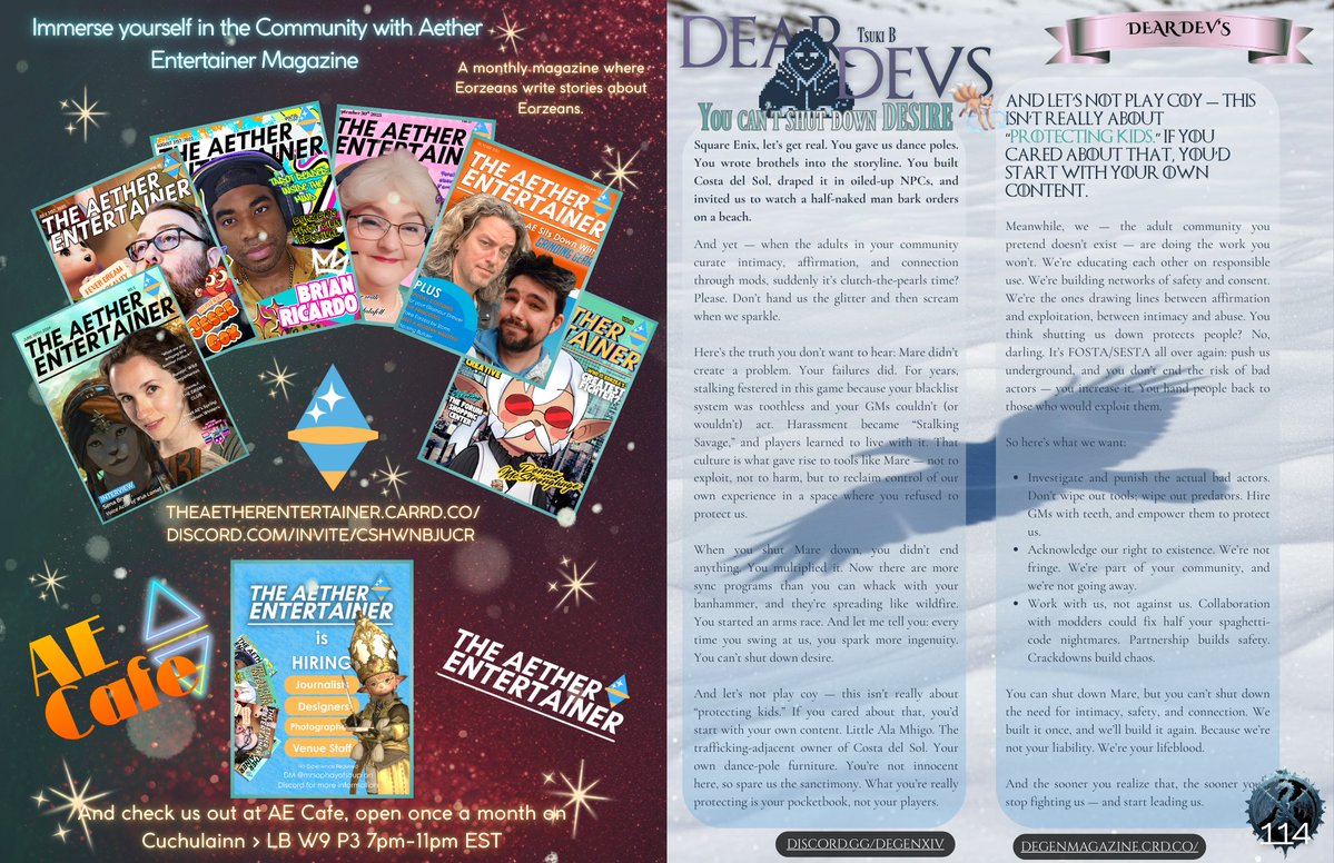 Today, we've got an Ad for our friends over at <a href="/TheAEntertainer/">The Aether Entertainer</a>, and our Dear Devs Article! This time, we had some words about the Mods situation.