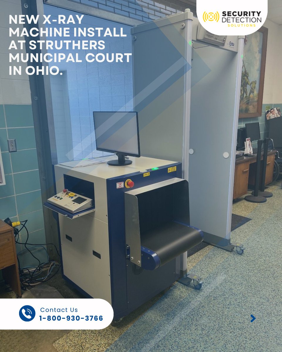 SDMDX's tweet photo. ✔️ AutoClear 5333 Installed
Now protecting Struthers Municipal Court, Ohio with fast, reliable X-ray screening.

🔗 https://t.co/gRkADMG78U
📞 1-800-930-3766

#SecurityDetection #CourtSecurity #SafetyFirst https://t.co/vqlUV6d9ko