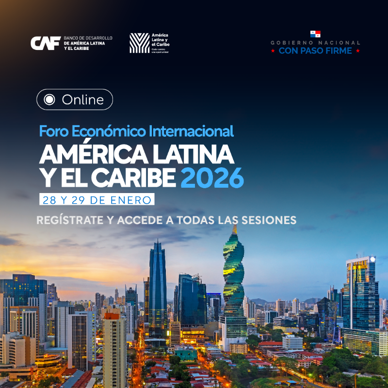 AgendaCAF's tweet photo. Sigue el Foro Económico Internacional América Latina y el Caribe 2026 de manera online 🌎. Regístrate y accede en tiempo real a todas las sesiones con líderes, empresarios y tomadores de decisión que están construyendo el futuro económico de la región.