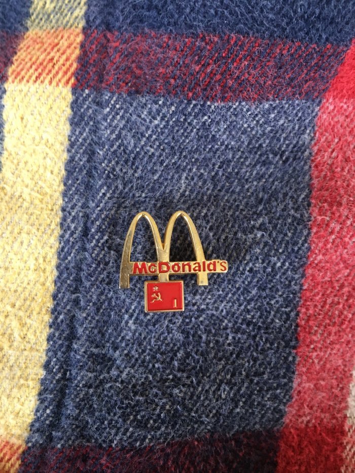 PicturesUssr's tweet image. A worker's badge from the first McDonald's in the USSR, 1990