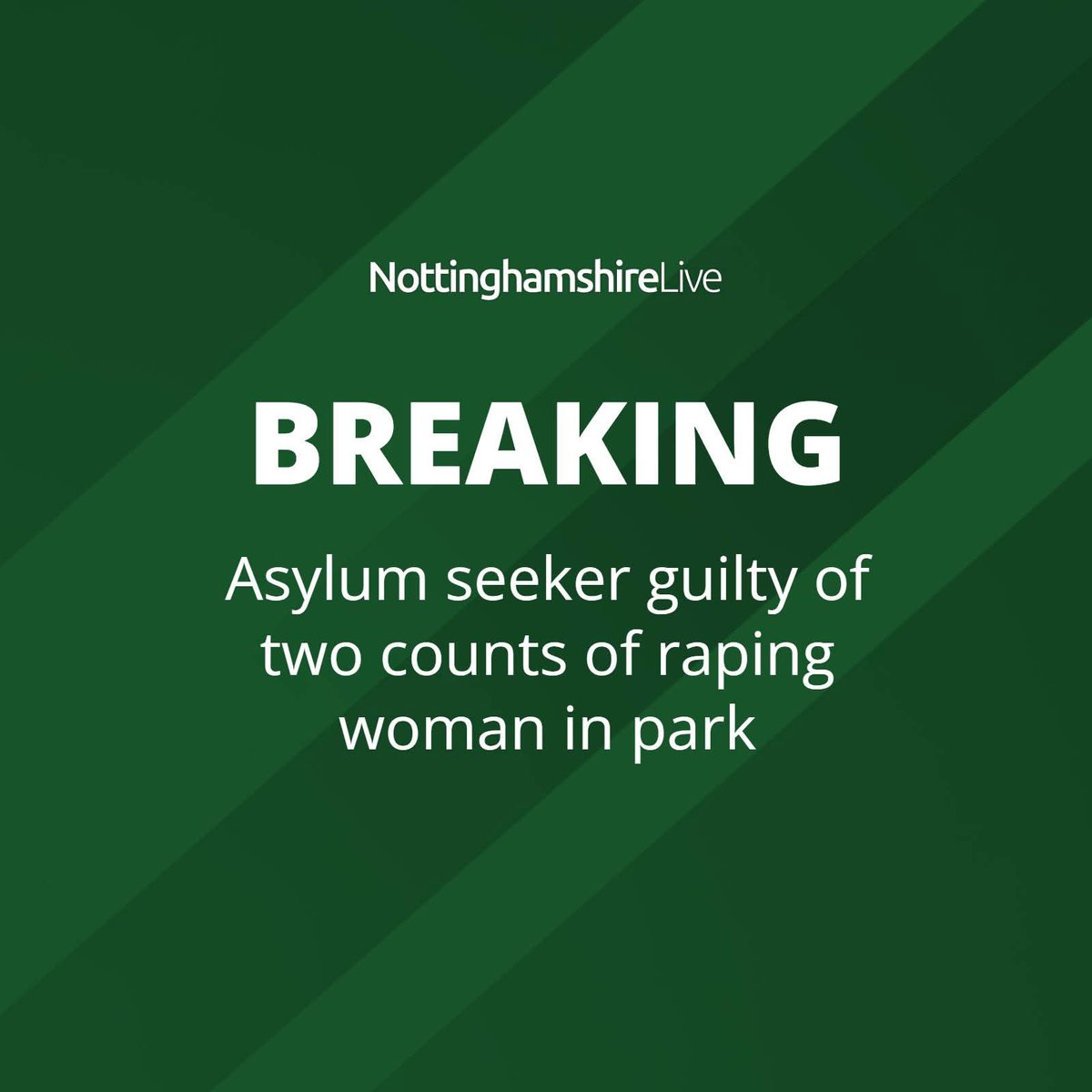 Asylum seeker Sheraz Malik, 28, has been found guilty of two counts of raping a woman in a park in Nottinghamshire.

The 18-year-old victim who told a jury how she called out “no, no, no” as he raped her in June last year.

The trial had to be moved away from Nottingham and to