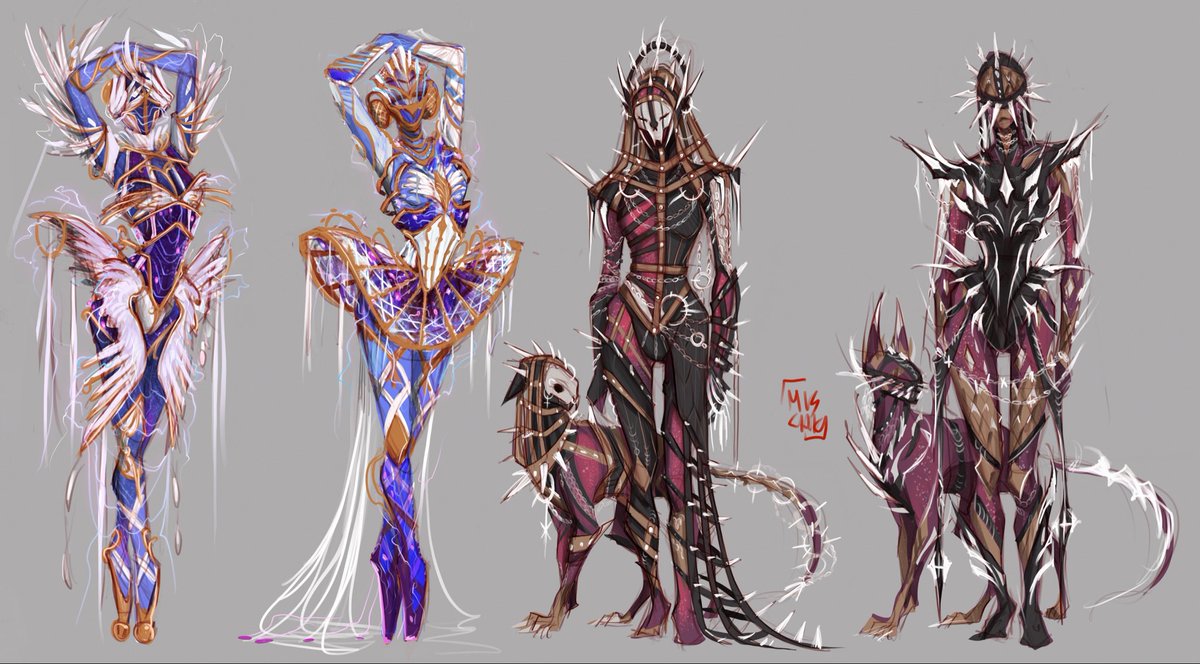 M15CHKA's tweet image. Heirloom Haute-Couture sketches part 2
Oraxia, Yareli, Gyre, Khora
#warframe #warframefanart