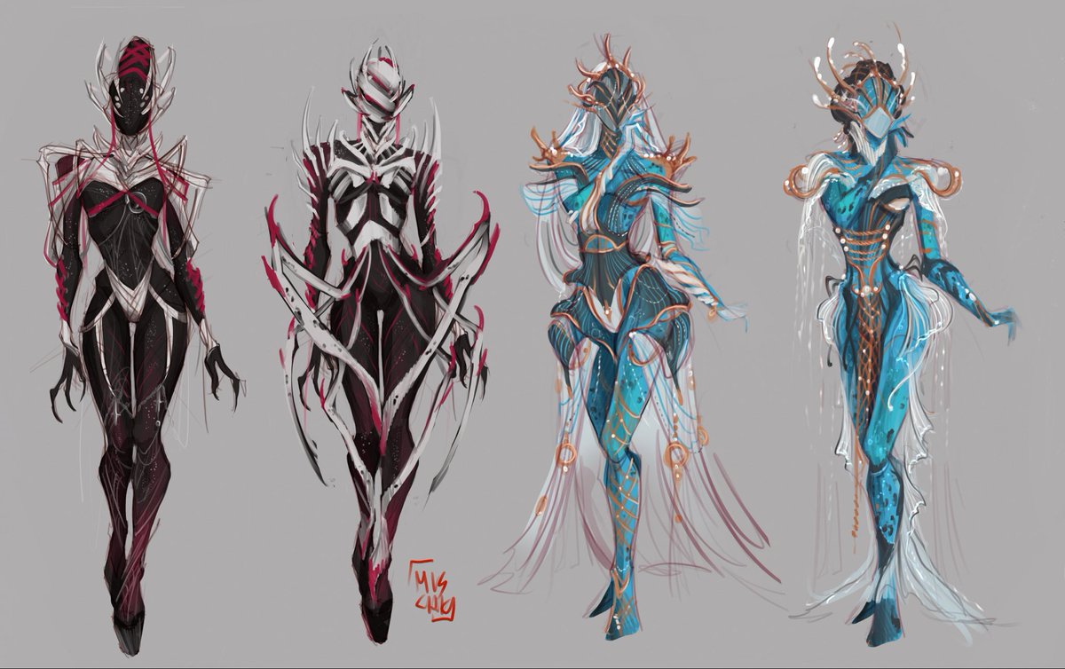 M15CHKA's tweet image. Heirloom Haute-Couture sketches part 2
Oraxia, Yareli, Gyre, Khora
#warframe #warframefanart