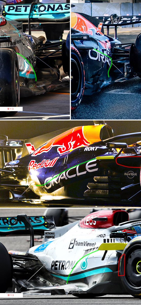 The new #Red Bull #RB22 is not exactly a “zeropod” design, as was the #Mercedes #W13. Take this carefully as angles are not identical, thanks 🙏
#F1 #F1tech