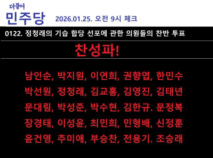 민주당내 반이재명 계열의 내란세력임