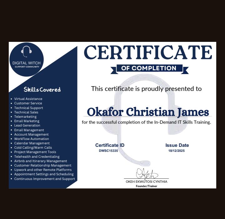HOLLYCHRIS_LION's tweet photo. Just wrapped up my 8wks  IT Support course at Digital Witch Support Community. as a result of dis training,I'm able to utilize perfectly, Product Mngt tools like Asana,Trello and Click Up,CRM tools lyk freshdesk,Zendesk &amp; can Manage Emails&amp;Calendars efficiently.
#VirtualAssistant https://t.co/jP4duNxBeN