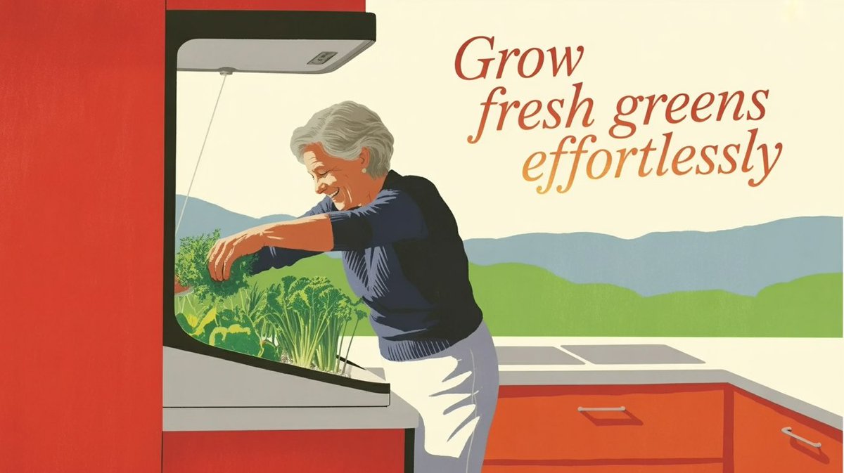 Grandma dreads killing plants.

Smart indoor gardens erase doubt.

Engineers design them for success.

Follow three steps to start.

Place pre-seeded pods in slots.

Fill reservoir with water.

Plug unit in.

Lights activate on timer.

Self-watering pulls moisture to roots.