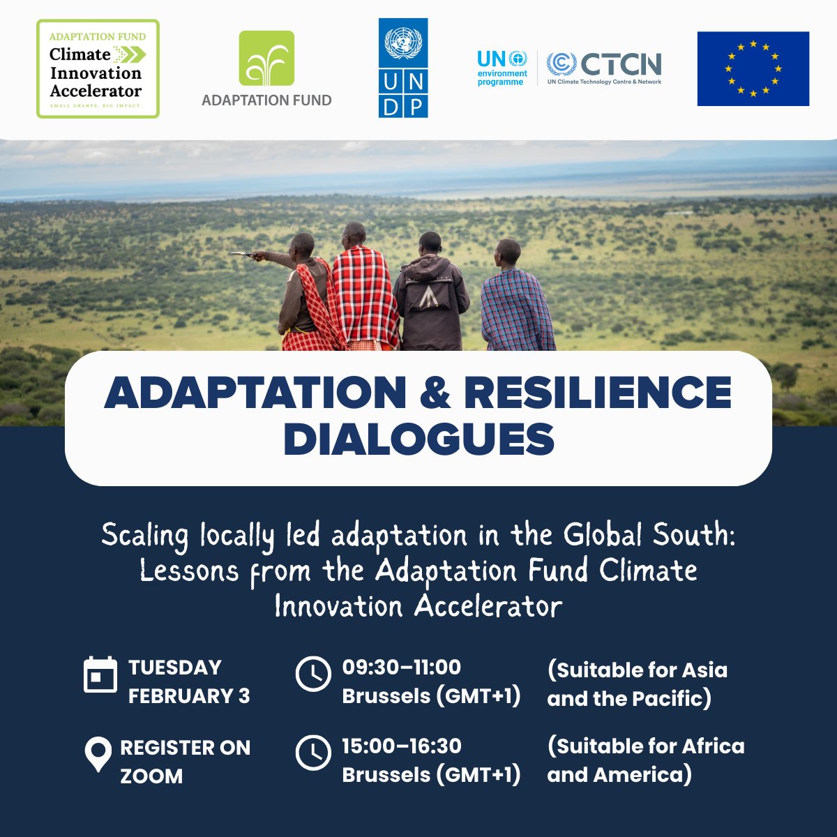 🌍 Locally led adaptation is working across the Global South. Now it’s time to scale it. 

Join us on 3 February for the launch of the <a href="/UNDP/">UN Development</a> and <a href="/UNEP/">UN Environment Programme</a>-<a href="/UNFCCC_CTCN/">UN Climate Technology Centre and Network (CTCN)</a> #AFCIA Impact Reports (2020–2025).

 🔗 Register: go.undp.org/5TG