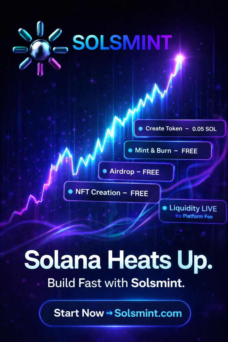 ⚡ Simple pricing for serious builders Only 0.05 SOL Free mint, burn, NFT  and airdrop Liquidity sent to Raydium without platform fee  https://t.co/n42rZMTYxk #CryptoBuilders #Solana #Web3Builders