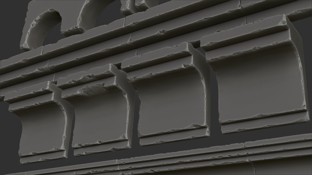 saramolina3d's tweet photo. I hope you've had a good start to the year! 🥳
Still working on mesh trims in Zbrush, here are several pieces and tileables that will be part of the exterior buildings. 
Renders of other tileables are coming, stay tuned! ✨

#Dishonored #UE #Environment #3Dart https://t.co/jEsD71UrcM