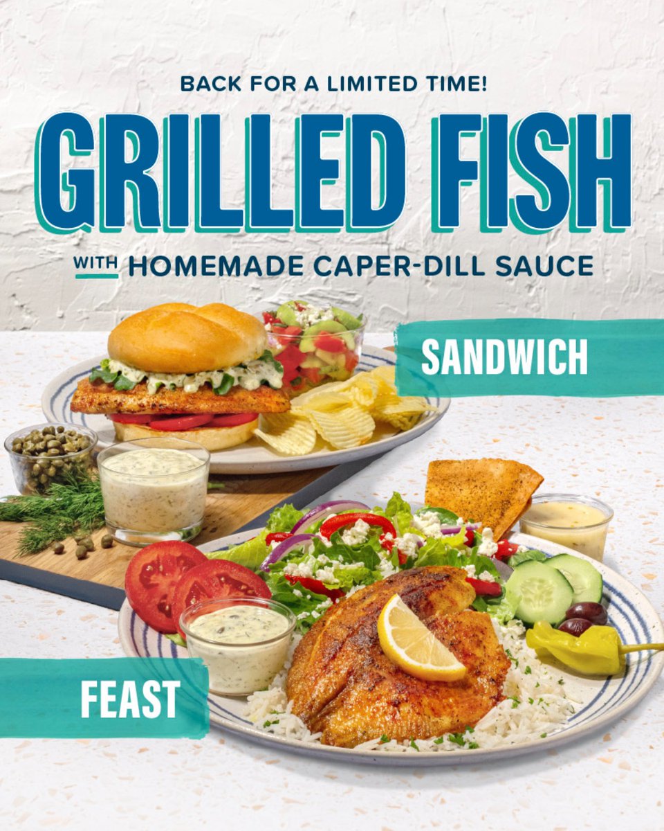 Tazikis's tweet image. Our Grilled Fish is back! Perfectly seasoned and served with our homemade caper-dill sauce. Available for a limited time! 🐟✨ 
#GrilledFish #LimitedTimeOnly #CravinFish