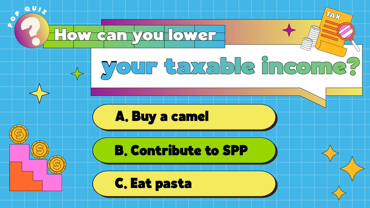 Pop quiz: Did you know that in Canada only the amount above each bracket is taxed at the higher rate? And that contributing to SPP can help lower your taxable income, potentially lowering your bracket? Learn more here: buff.ly/UhP6PLE