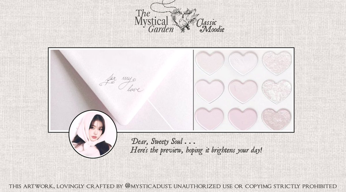 mysticadust's tweet image. Help me to repost please? Thank you! ♥︎

Morning, sweety souls! 
The Mystical Garden Collection — on the display table : ( 4 ) layout of Wonyoung IVE &amp;lt; available in jpng &amp;gt;. 

Only cost 5000 ! Knock my DM for take and don't forget @ after dm ya! #zonauang