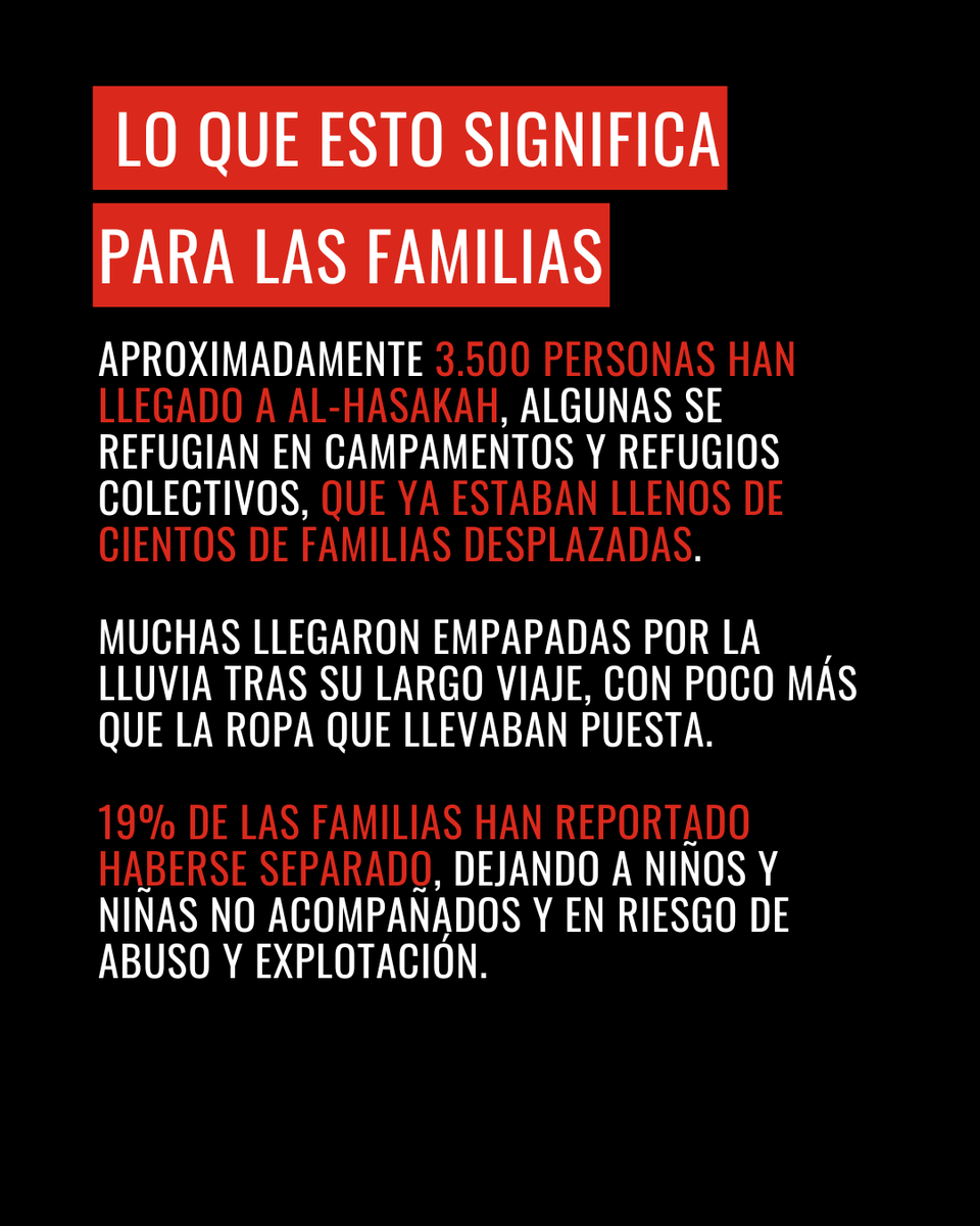 SaveChildrenEs's tweet image. La nueva escalada de violencia en el noreste de Siria ha obligado a miles de familias a huir en pleno invierno. Niños y niñas llegan empapados, sin abrigo y a refugios ya saturados, tras 14 años de crisis que no da tregua. ❄️