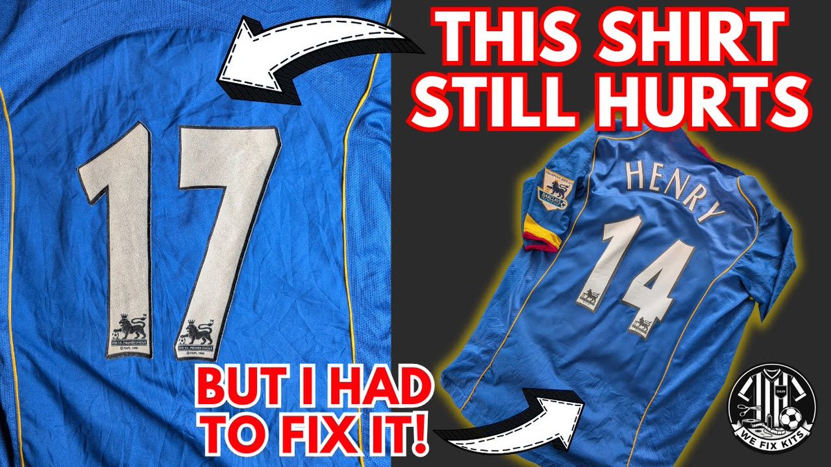WeFixKits's tweet photo. 💔Being a Gooner is tough💔
Having supported @Arsenal for 40 years, I am well used to disappointment. 
In this week's video I explain why this shirt hurts me - plus explain how to cleanly removed Lextra from shirts.
Check it out!
#Arsenal #FootballShirtRestoration #wefixkits https://t.co/FdyU1kabQi