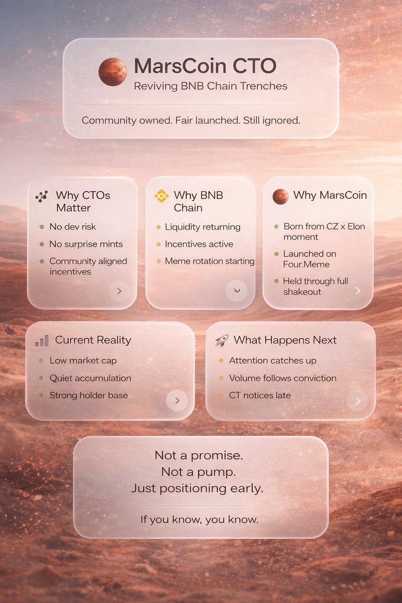 1/
Why $MarsCoin is shaping up to be one of the strongest CTO theses on BNB Chain right now 👇
And why it matters for reviving the trenches.
