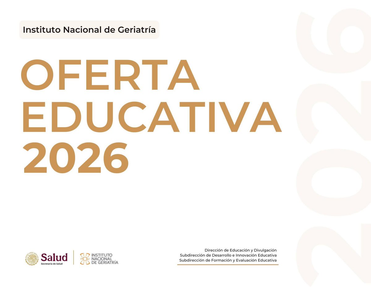 INGER_mx's tweet photo. ¡Ya está disponible la Oferta Educativa INGER 2026!
Formación accesible y con perspectiva humana sobre el envejecimiento.
👉 Revisa toda la oferta en:
https://t.co/smqBAm0iu7
#OfertaEducativa2026 #INGER #Envejecimiento https://t.co/BBws5xYUHf