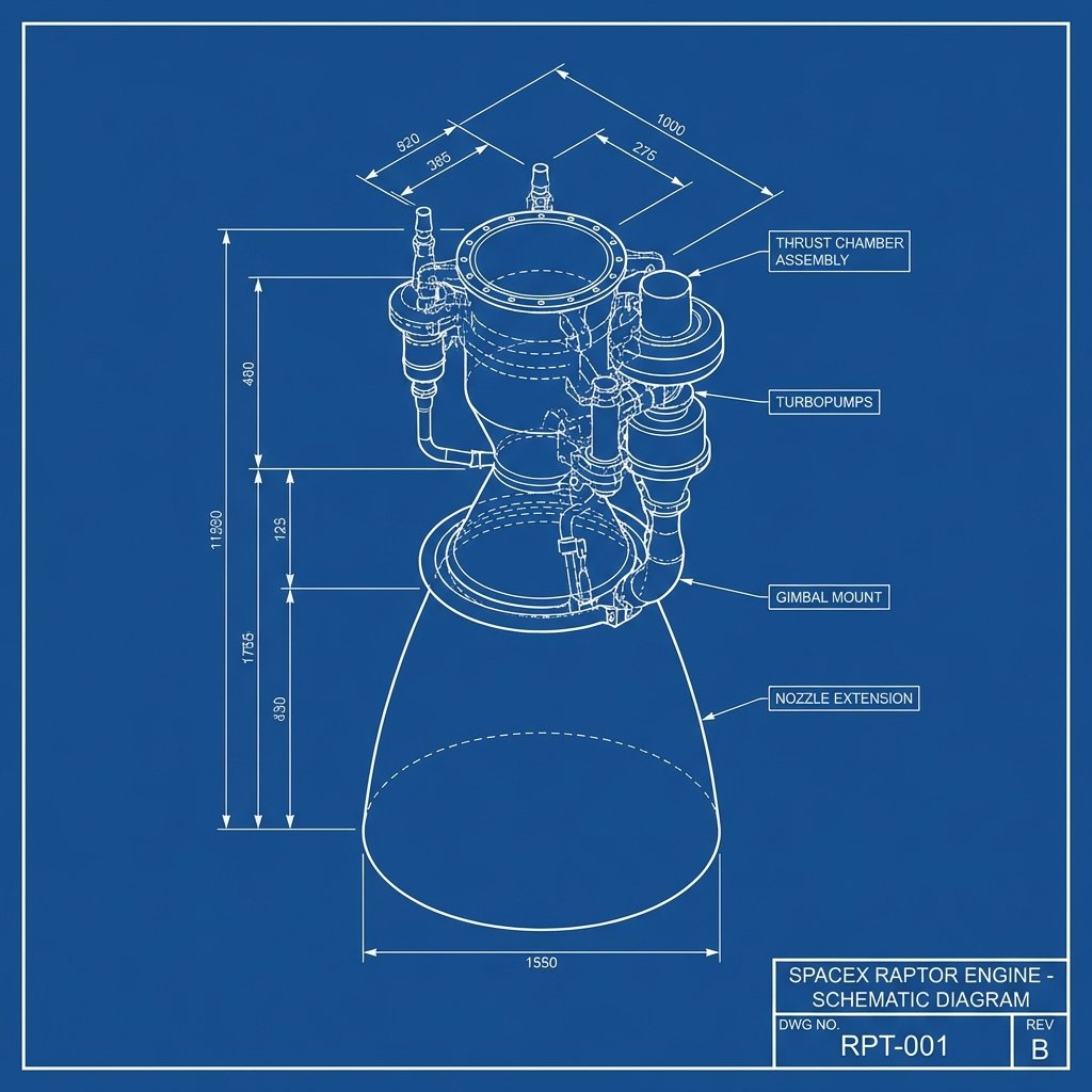 Kerroudjm's tweet image. Create blueprints like an engineer with Nano Banana Pro 🍌 
My favorite so far: the Raptor Engine from @SpaceX

Created with @wireflowai

Blueprint style technical drawing of [OBJECT], detailed white line art on a solid blue background, isometric view, with technical annotations…