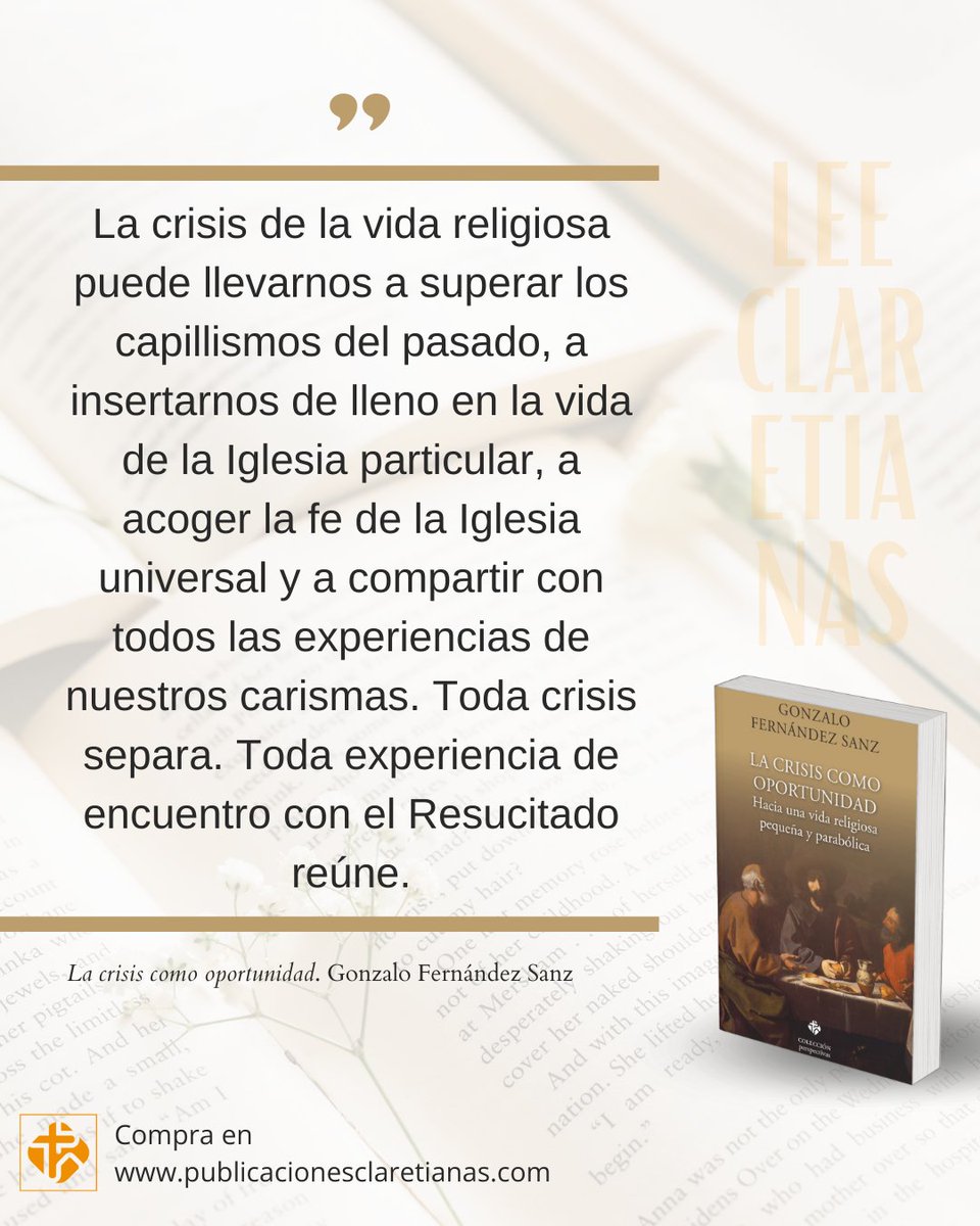 editorialPCL's tweet photo. 🔖 #LeeClaretianas: "Toda crisis separa. Toda experiencia de encuentro con el Resucitado reúne".
📙 'La crisis como oportunidad', de Gonzalo Fernández Sanz
🛒 https://t.co/20uibf07B6
#JornadaMundialVidaConsagrada #librosrecomendados #1de7 https://t.co/aupaZx43Rq