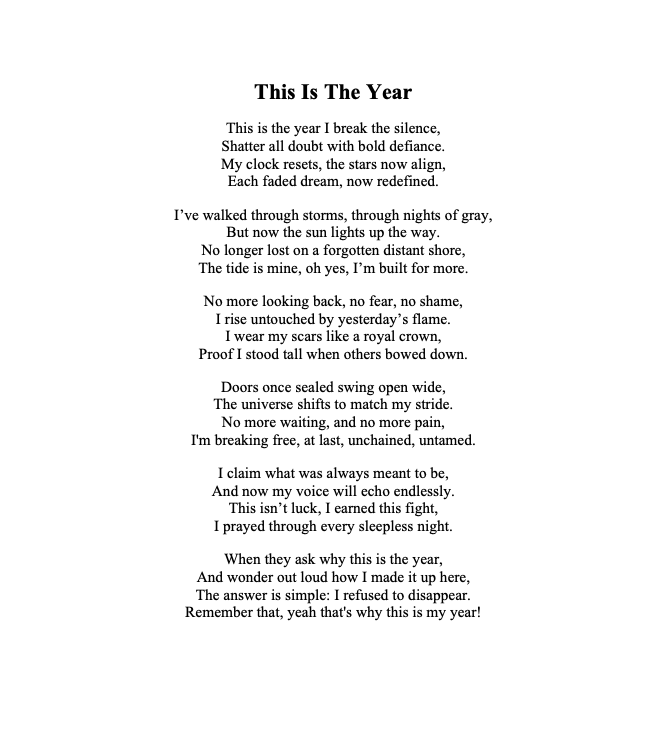SarantosMelogia's tweet photo. Check out the new poem I wrote called “This is The Year” released worldwide right now!
Here’s my latest poem — inspired by the aches, laughs, and echoes of the fun we swear we still have (just not after 9pm)!
https://t.co/jsltfZ83DH
#Sarantos #MonthlyPoem #IUsedToBeFUN https://t.co/riaHWQKH6s