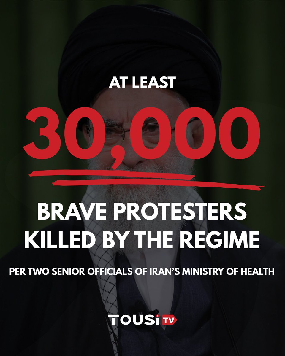 The Islamic Republic of Iran has killed at least 30,000 protesters, according to two senior officials within its own Ministry of Health. 

The scale of this atrocity is still being hidden from the world.