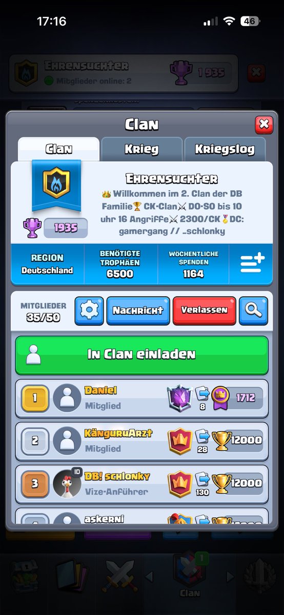 DB_Familie's tweet photo. Interested in Top CW Clans? Join our 2. (Ehrensuchter) and 3. (DB 3.0) Clan and Help us get to the top like our mainclan DB 2.0!

English or german! https://t.co/lJNohMpmSQ