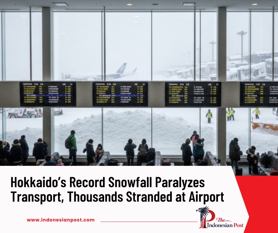 theidnpost's tweet image. Hokkaido’s Record Snowfall Paralyzes Transport, Thousands Stranded at Airport

indonesianpost.com/2026/01/26/hok…

#Hokkaido #Snowfall #RecordSnowfall #JapanBlizzard #NewChitoseAirport #IndonesiaNews #IndonesianPost #NewsUpdate #InfoIndonesia #InternationalNews #MediaIndonesia