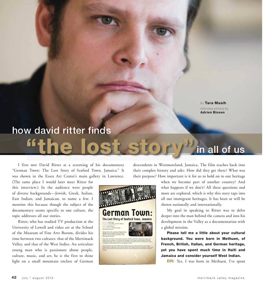 From my interview with the Merrimack Valley Magazine. on my documentary German Town Jamaica. #Jamaica