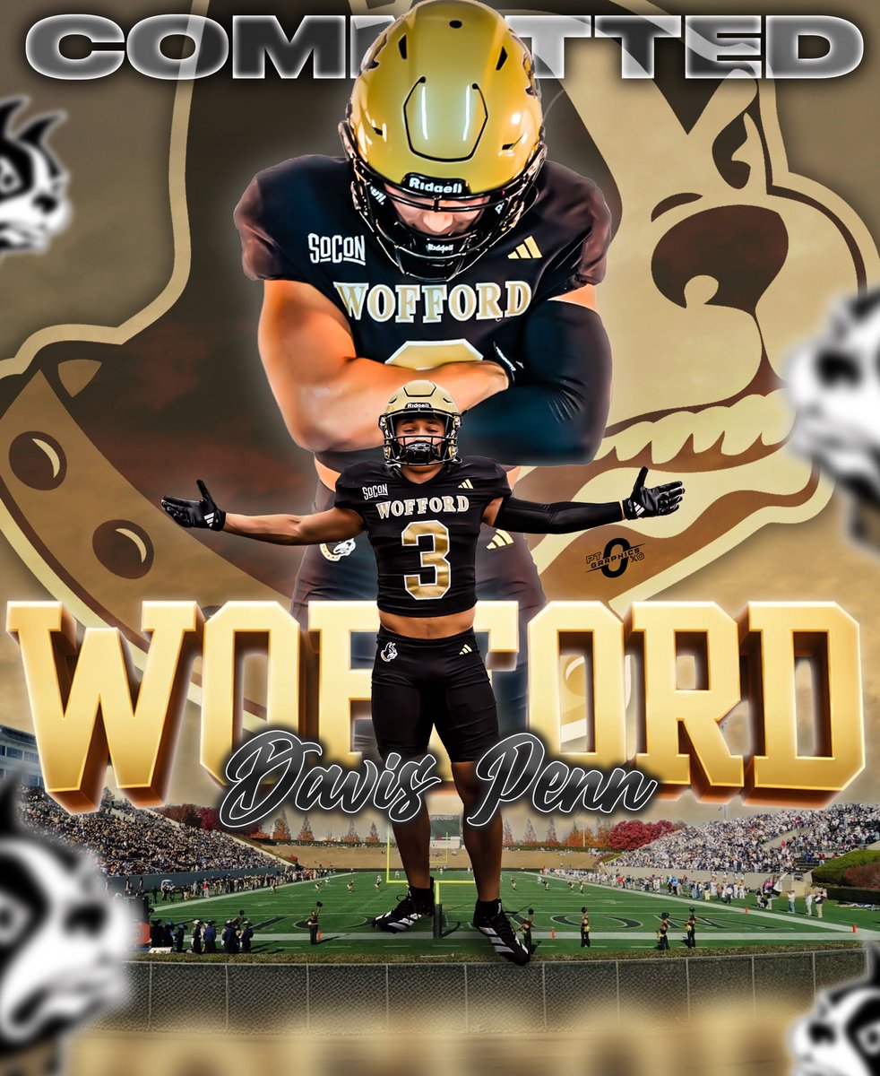 Davispenn5's tweet image. All glory to God. I will be continuing my athletic and academic career at Wofford College. Thank you to all of the coaches, family and teammates who have helped me achieve my goal of playing Division 1 football. I am excited to learn and develop under the leadership of @SenoriseP…