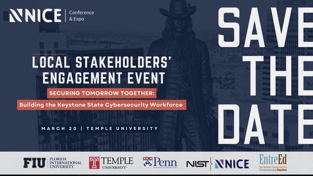 Save the date! 📌 March 20, 2026 | Philadelphia

Join the NICE Local Stakeholders’ Engagement Event. If you’re involved in building or supporting PA’s cybersecurity workforce, this is a conversation you won’t want to miss.

🔗 niceconference.org/lsee/