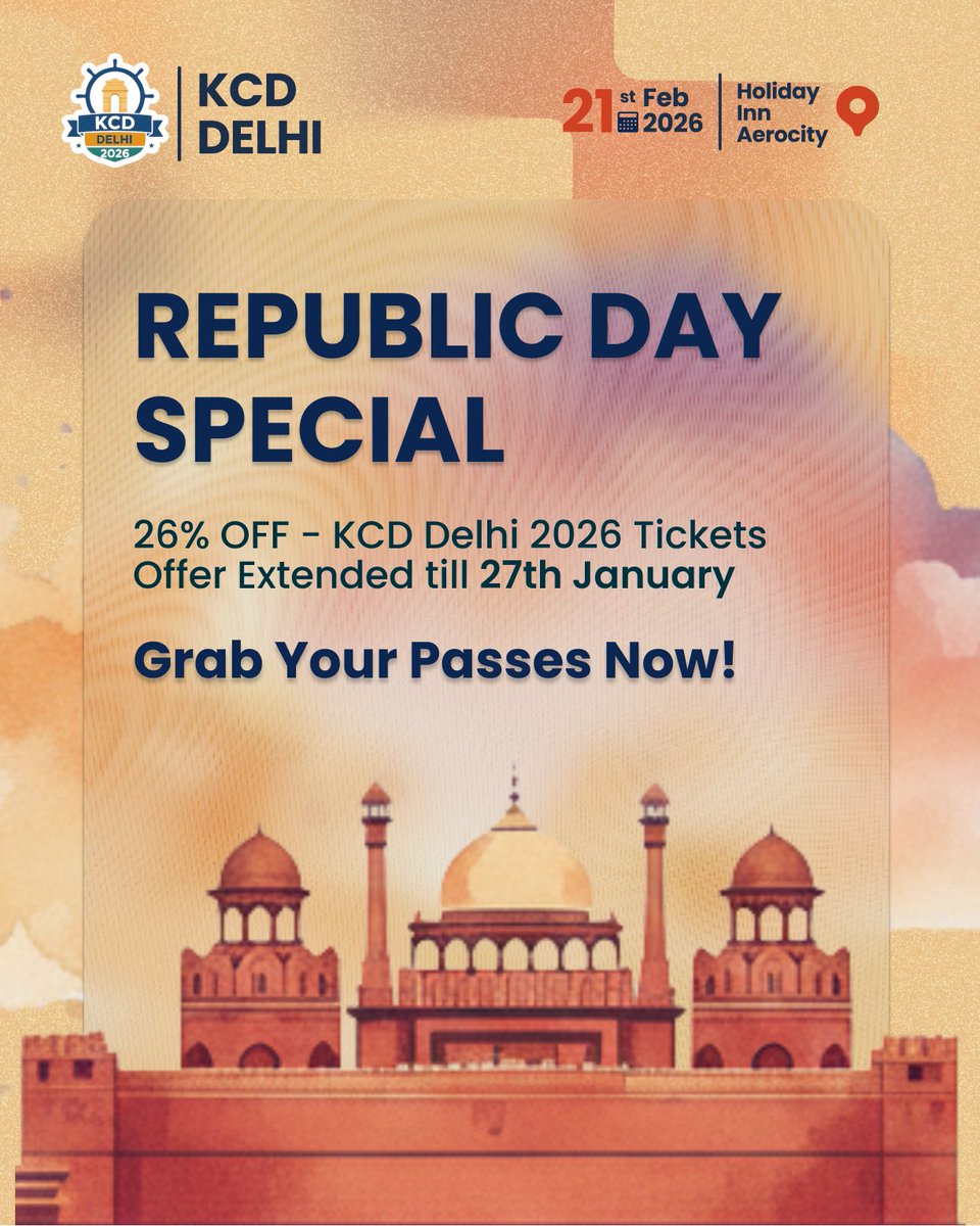 cncgnd's tweet photo. 🇮🇳 Republic Day Offer Update | KCD Delhi 2026 🇮🇳

Due to public demand, we’re extending the Republic Day discount till 27 January 🎉

Use the code REPUBLIC26 to get 26% off on KCD Delhi 2026 tickets

👉 Book your tickets now: https://t.co/fJR4XCU6tu

Jai Hind 🇮🇳 https://t.co/V4ID4CrU5c