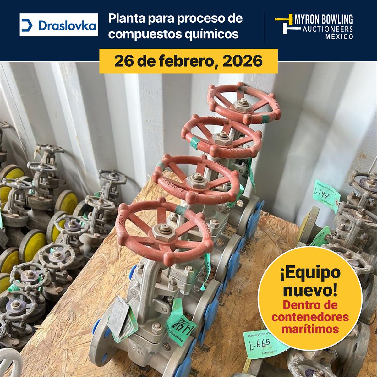Este 26 de febrero: Válvulas industriales de compuerta manual en acero inoxidable, en distintos diámetros y clasificaciones de presión, integradas en lotes combinados.

Catálogo completo: bidspotter.com/en-us/auction-…