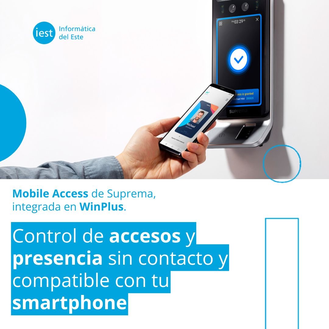 INFORMATICAESTE's tweet photo. 📱 ¿Conocías 𝐌𝐨𝐛𝐢𝐥𝐞 𝐀𝐜𝐜𝐞𝐬𝐬 𝐝𝐞 𝐒𝐮𝐩𝐫𝐞𝐦𝐚, integrado en WinPlus?

🔓 Olvídate de tarjetas y contraseñas: tu 𝐬𝐦𝐚𝐫𝐭𝐩𝐡𝐨𝐧𝐞 es tu llave… y tu reloj de fichaje.

¿Qué es?

✅ Una 𝐬𝐨𝐥𝐮𝐜𝐢𝐨́𝐧 𝐚𝐥𝐭𝐞𝐫𝐧𝐚𝐭𝐢𝐯𝐚 o complementaria a las tarjetas RFID. Fichas y accedes con el móvil en los terminales de Control de Accesos y Horario de Suprema, usando credenciales virtuales gestionadas desde WinPlus.

⚡ Menos de 1 segundo: 𝐚𝐮𝐭𝐞𝐧𝐭𝐢𝐜𝐚𝐜𝐢𝐨́𝐧 rápida y segura.
🛡️ BLE con 𝐜𝐨𝐧𝐭𝐫𝐨𝐥 𝐝𝐞 𝐝𝐢𝐬𝐭𝐚𝐧𝐜𝐢𝐚: el lector solo abre cuando el teléfono está a la distancia adecuada → sin aperturas involuntarias ni interferencias.
🧩 𝐒𝐢𝐧 𝐟𝐫𝐢𝐜𝐜𝐢𝐨𝐧𝐞𝐬: adiós a tarjetas perdidas/duplicadas; alta, baja y permisos desde WinPlus.
🧾 𝐓𝐫𝐚𝐳𝐚𝐛𝐢𝐥𝐢𝐝𝐚𝐝 𝐭𝐨𝐭𝐚𝐥: accesos y fichajes unificados para RR. HH. y Seguridad.
🏢 𝐅𝐥𝐞𝐱𝐢𝐛𝐥𝐞: convive con tu parque RFID actual o lo sustituye gradualmente.

¿Cómo funciona?

✓ El canal BLE establece una 𝐜𝐨𝐧𝐞𝐱𝐢𝐨́𝐧 𝐬𝐞𝐠𝐮𝐫𝐚 solo cuando el smartphone está en rango.
✓ Se valida la 𝐜𝐫𝐞𝐝𝐞𝐧𝐜𝐢𝐚𝐥 𝐯𝐢𝐫𝐭𝐮𝐚𝐥 y se autoriza apertura/fichaje de forma inmediata.

💙 Más ágil para las personas. Más control para la empresa. Menos llaveros, 𝐦𝐚́𝐬 𝐝𝐚𝐭𝐨𝐬 𝐮́𝐭𝐢𝐥𝐞𝐬.