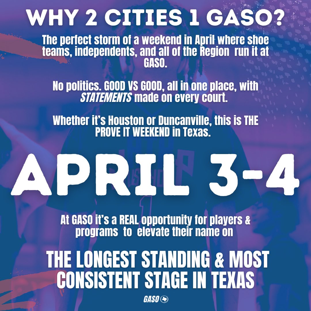 TexasHoopsGASO's tweet image. Good on Good. April 3rd-4th in Duncanville &amp;amp; Houston. The PERFECT storm of a weekend for TEXAS 🏀

#GASO / #2Cities1GASO 

Hit @GASOBlue if you want in 👀📈
