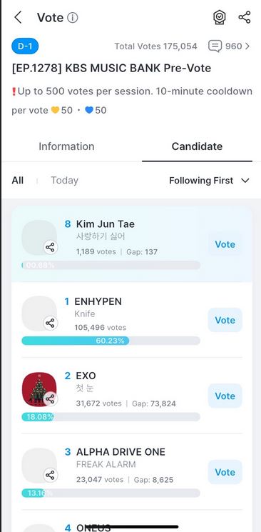 FANCAST is currently voting for our Jun Tae's Digital Single Album -‘사랑하기 싫어’🐨❤️

#JUNTAE #InAMinute #김준태 #준태