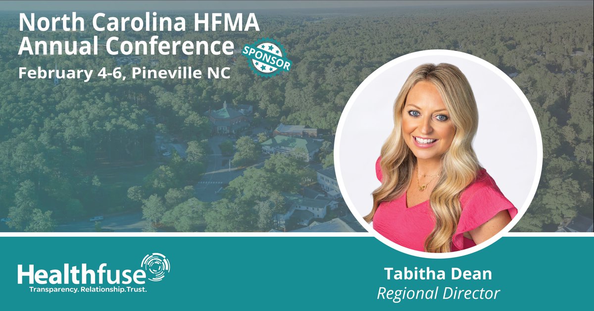 The start of the North Carolina HFMA Annual Conference is in two weeks. Don't miss the chance to connect with Tabitha Dean during the event!

#HFMA #NorthCarolinaAnnualConference #Healthfuse #RevenueCycleVendorManagement #HealthcareFinance