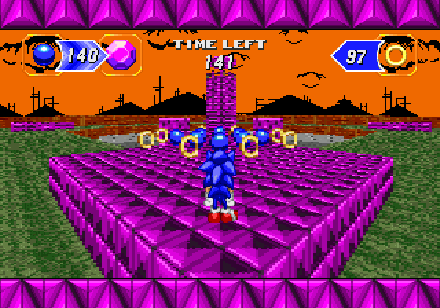 Rendered behind the Techno Hill (special stage 2) sky in the SRB32X 0.1 release is a version of the sky rendered on the Genesis. Though it seems in normal play, the palette fades out to black and doesn't ever go back to normal. It likely worked correctly from the level select.