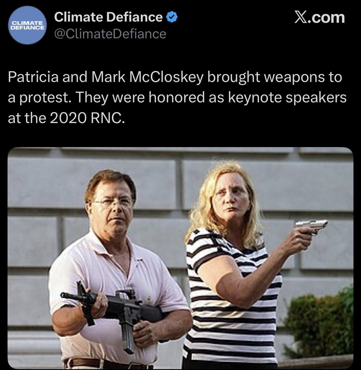 AmiriKing's tweet image. Liberals are so disingenuous it’s not even funny.

• The McCloskey’s didn’t attend a protest. A protest of violent BLM Neanderthals arrived at THEIR property.

• The couple were charged with felonies and their guns were seized.

• A grand jury indicted them and they were…