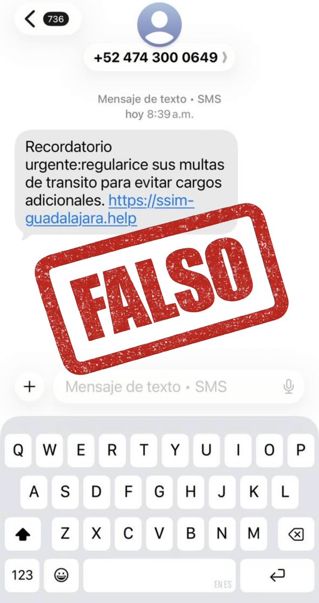 ¡Falso! ⚠️

Si recibes un mensaje de texto solicitando el pago de multas o cualquier otro servicio municipal, no te dejes engañar, es un fraude. No abras el link ni contestes el mensaje. 

El gobierno NO solicita el pago de servicios por medio de mensaje de texto.