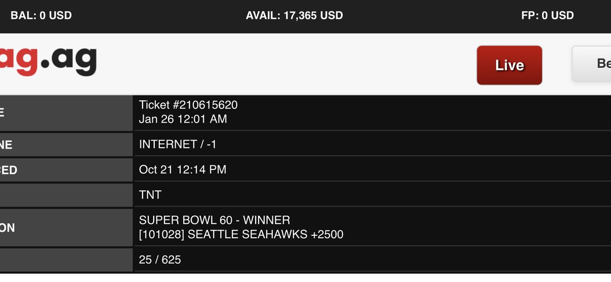 Admittedly, I also took the Atlanta Falcons at 50 to one at the very same time, but certainly found value here…