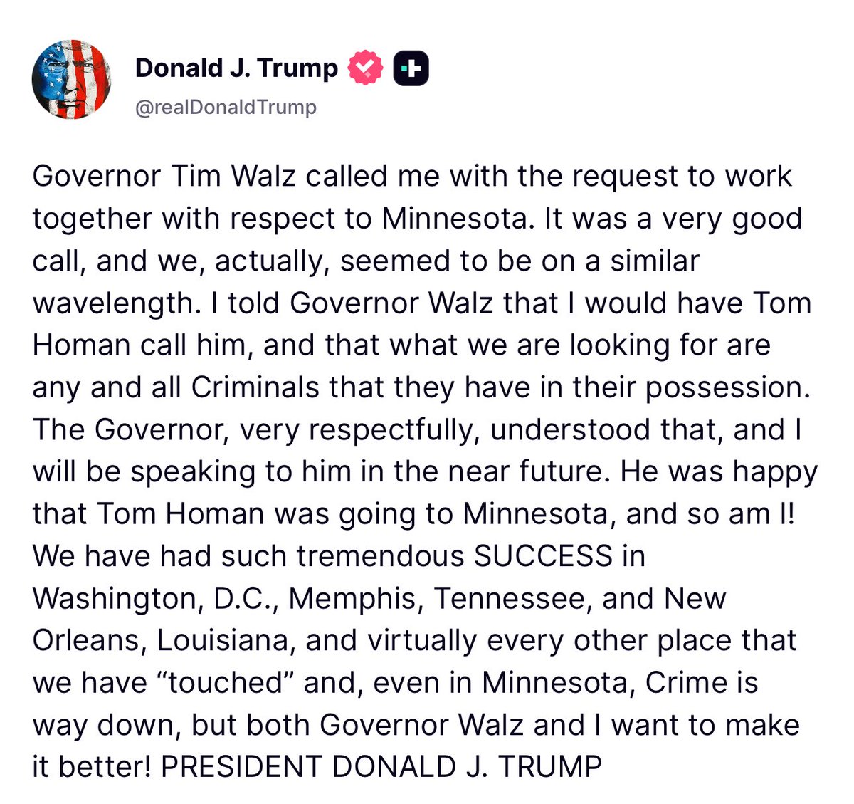 BREAKING: Minutes after Trump announced that Tom Homan was headed to Minnesota, Tim Walz BENT THE KNEE and spoke with Trump. 

President Trump: "It was a very good call, and we, actually, seemed to be on a similar wavelength."

They WILL COMPLY!