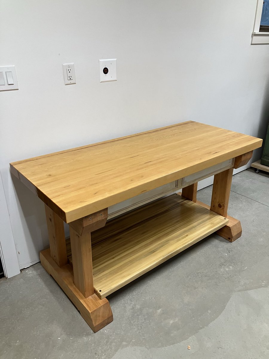 ButlerWatchCo's tweet photo. 1951 South Bend 9” lathe in our shop. We use it for some case back mods, but mainly to help build jigs, fixtures, and parts for our company truck 1967 Ford F250. The bench top was milled from 800 year old Doug fir. Mortise and tenon joinery build the legs. https://t.co/AIIyw4S0cL