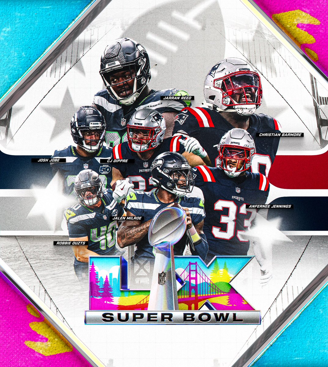 AlabamaFTBL's tweet photo. Super Bowl Bound! 🙌

🏈 @chris_barmore 
🏈 Jarran Reed
🏈 @JoshuaMJobe 
🏈 @CjDippre 
🏈 @robbie_ouzts 
🏈 @anferneejenning 
🏈 @JalenMilroe 

#SuperBowlLX https://t.co/Lfcom9ELub