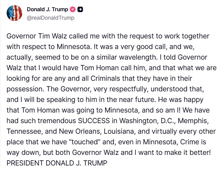 TrumpDailyPosts's tweet image. Donald J. Trump Truth Social Post 11:37 AM EST 01.26.26