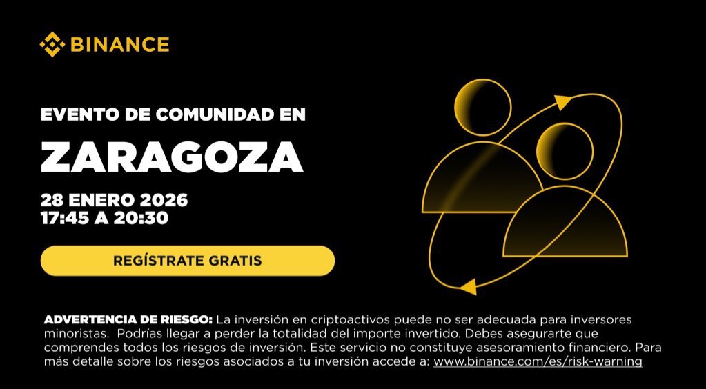 BinanceES's tweet photo. Últimas entradas para el evento de Zaragoza (28 de enero)👇

👨🏻‍🏫 Masterclass sobre Bitcoin y cripto con @BITCOIN_AL_DIA
🤝 Networking 
🍸 Cocktail + regalos de Binance
🕢 17:45 – 20:30
📍 World Trade Center Zaragoza

Entrada gratuita, solo tienes que registrarte aquí 👉 https://t.co/BNdjIM5nCF