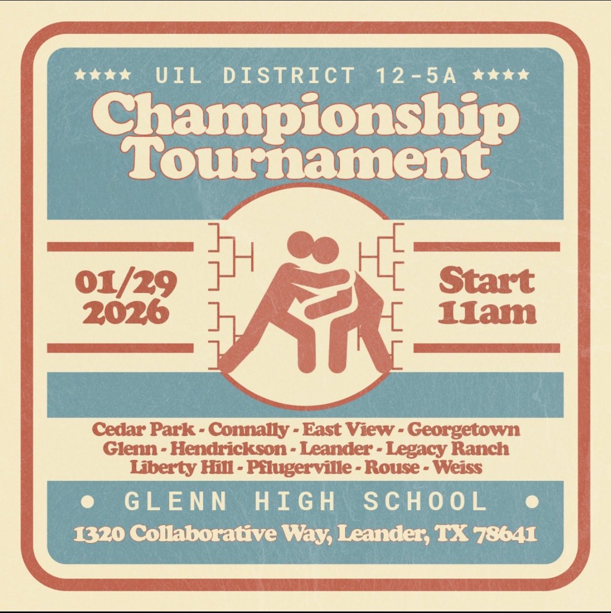 Start making plans to come out this Thursday and cheer on your Cougar Wrestling team at district. Wrestling starts @ 11. <a href="/PfISDAthletics/">PfISD Athletics</a> <a href="/JBConnallyHS/">Connally High School</a>