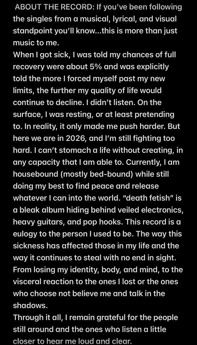 moodringrock's tweet photo. “death fetish” full album teaser.

Some words I want to share about the record and more.

df drops worldwide 3.17 via @sharptonerecs 

Thank you for listening, reading, and to anyone who’s helped support this thing by sharing or picking something up. https://t.co/dWBOX5WM5c