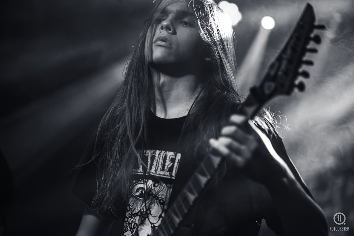 Last Sat. we played at home, in Lodz!. Here are a few photos of our youngest member - Olaf "Olafsson" Kozerawski on a guitar. Son of our guitarist Krystian <a href="/mackozer/">Krystian Kozerawski</a> Kozerawski. Photos by Goto Jester #metal #deathmetal #PolishMetal #concert #live #guitar #Sacriversum