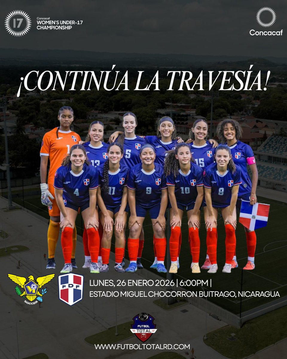 🔥 ¡HOY JUEGA LA SEDOFÚTBOL SUB-17! 🔥

Después de un debut ESPECTACULAR con 7 goles, nuestras guerreras vuelven a la cancha para ir por más. 🇩🇴⚽️

Islas Vírgenes de EE. UU 🆚 República Dominicana
⏰ 6:00 PM
📍Estadio Miguel Chocorron Buitrago, Nicaragua

#sedofutbol #concacaf